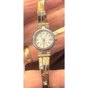Women's 22mm Anne Klein Watch, Gold Tone with Crystal Accents, MOP Face